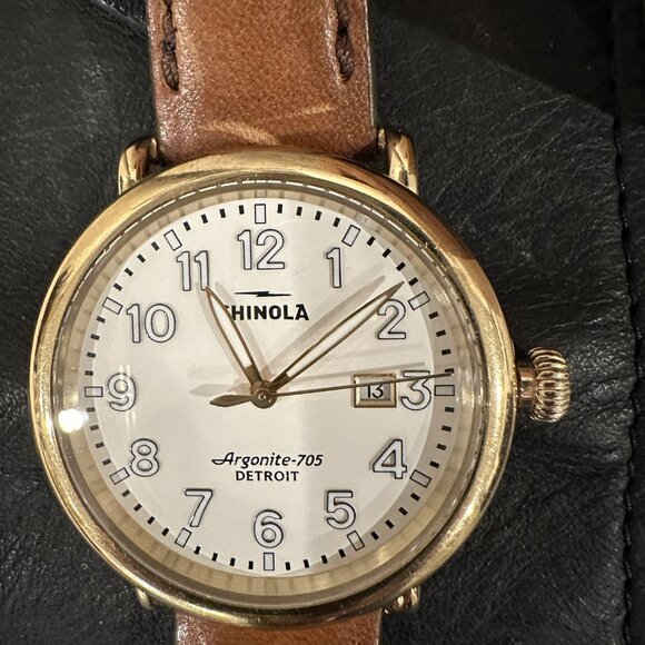 Shinola Runwell Watch 41MM Cream Dial, Brown Leather Strap - Picture 3 of 4